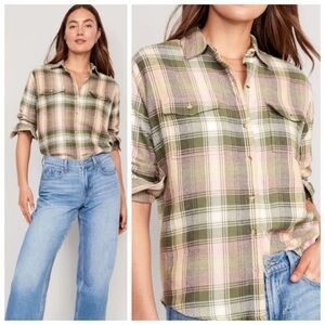 old navy plaid boyfriend shirt